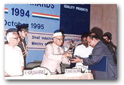 National Award for Quality Products from Govt. of India, Ministry of Industry.<br> Dr. Majeed receives the award from President of India
